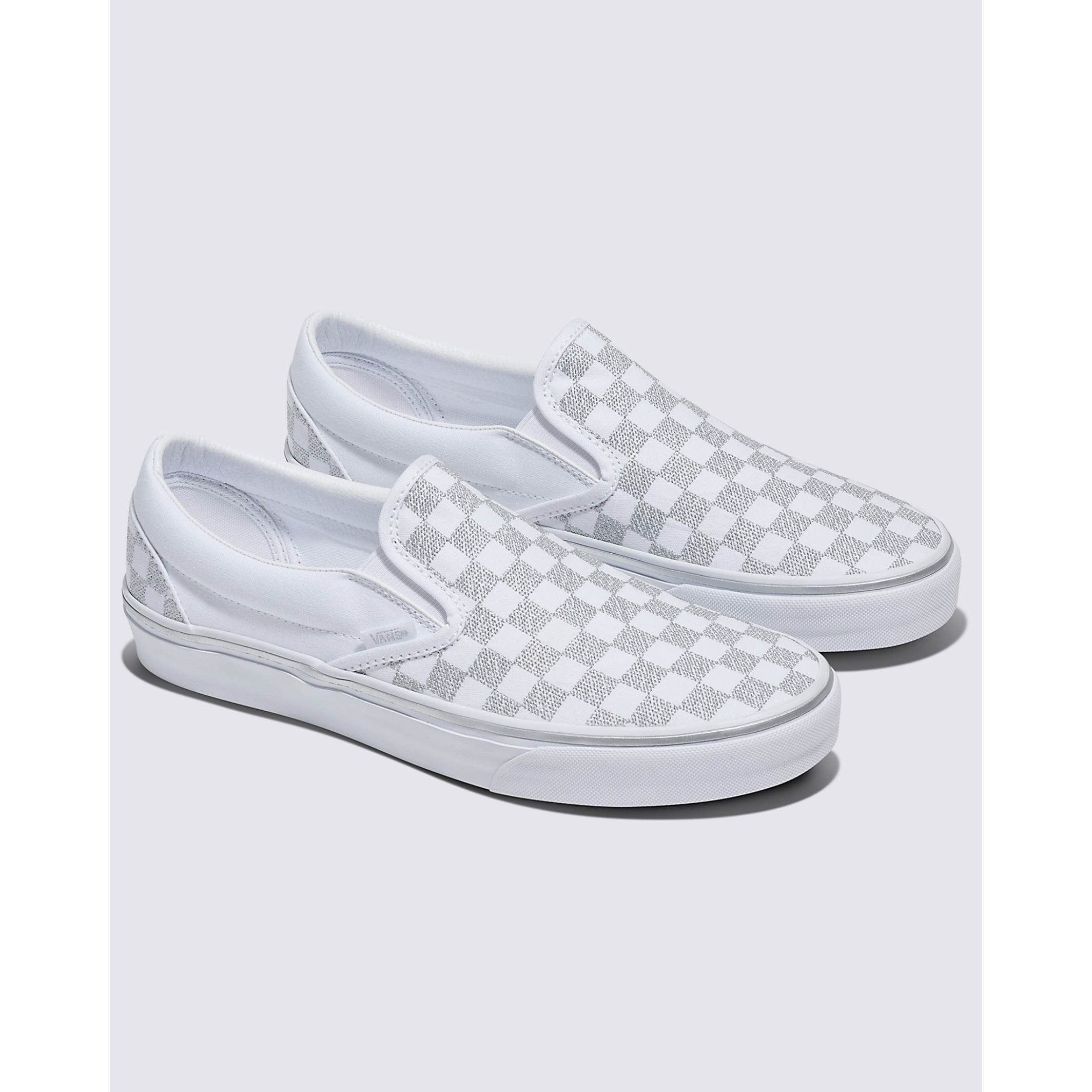 Classic Slip-On Checkerboard Shoe in Metallic True White