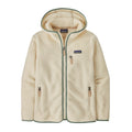Women's Retro Pile Fleece Hoody in Natural w/ Ellwood Green