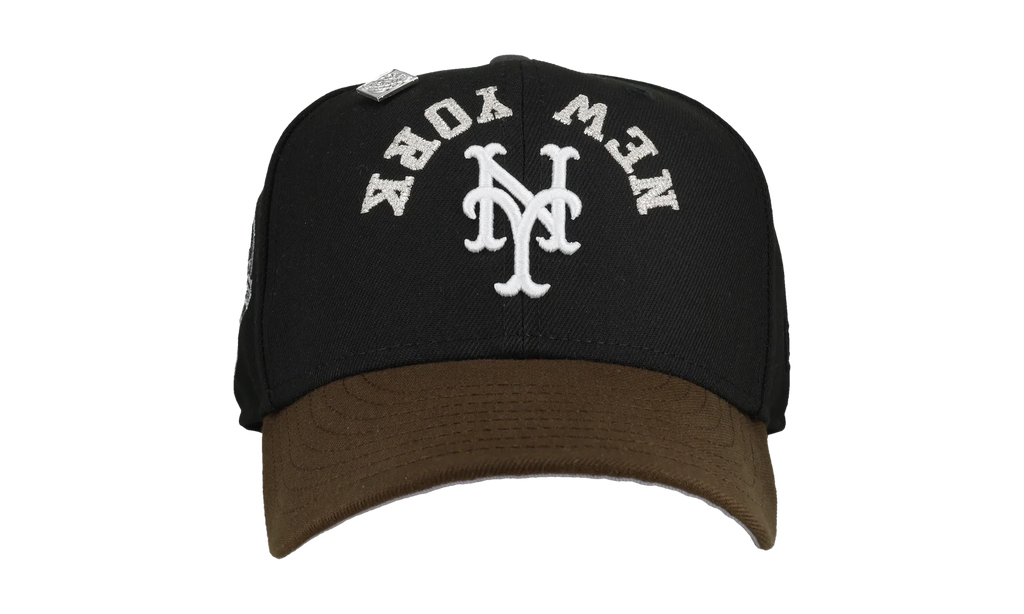 59FIFTY New York Mets 50th Anniversary Upside Down Script Fitted Hat "Black / Brown" NE198