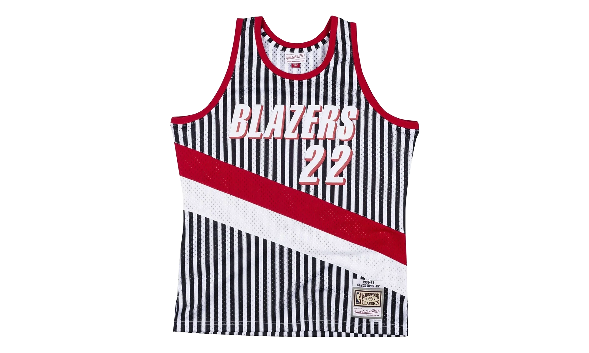 NBA Clyde Drexler Striped Swingman Jersey "1991 Portland Trail Blazers" SMJYBW19047 PTBPTBK91CDR