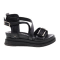 Levy A15024-201 Womens Black Leather Platform Sandals Shoes