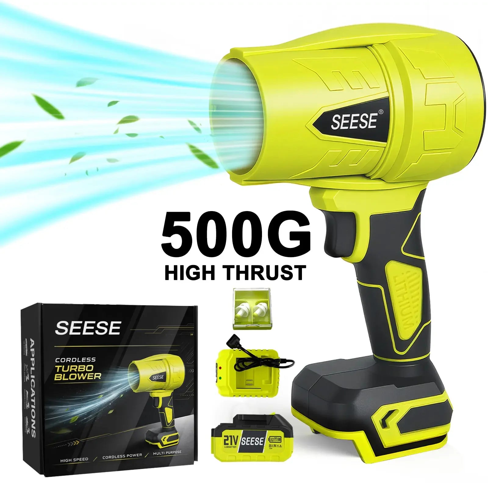 Cordless Turbo Jet Blower, Handheld Leaf & Car Dryer Fan