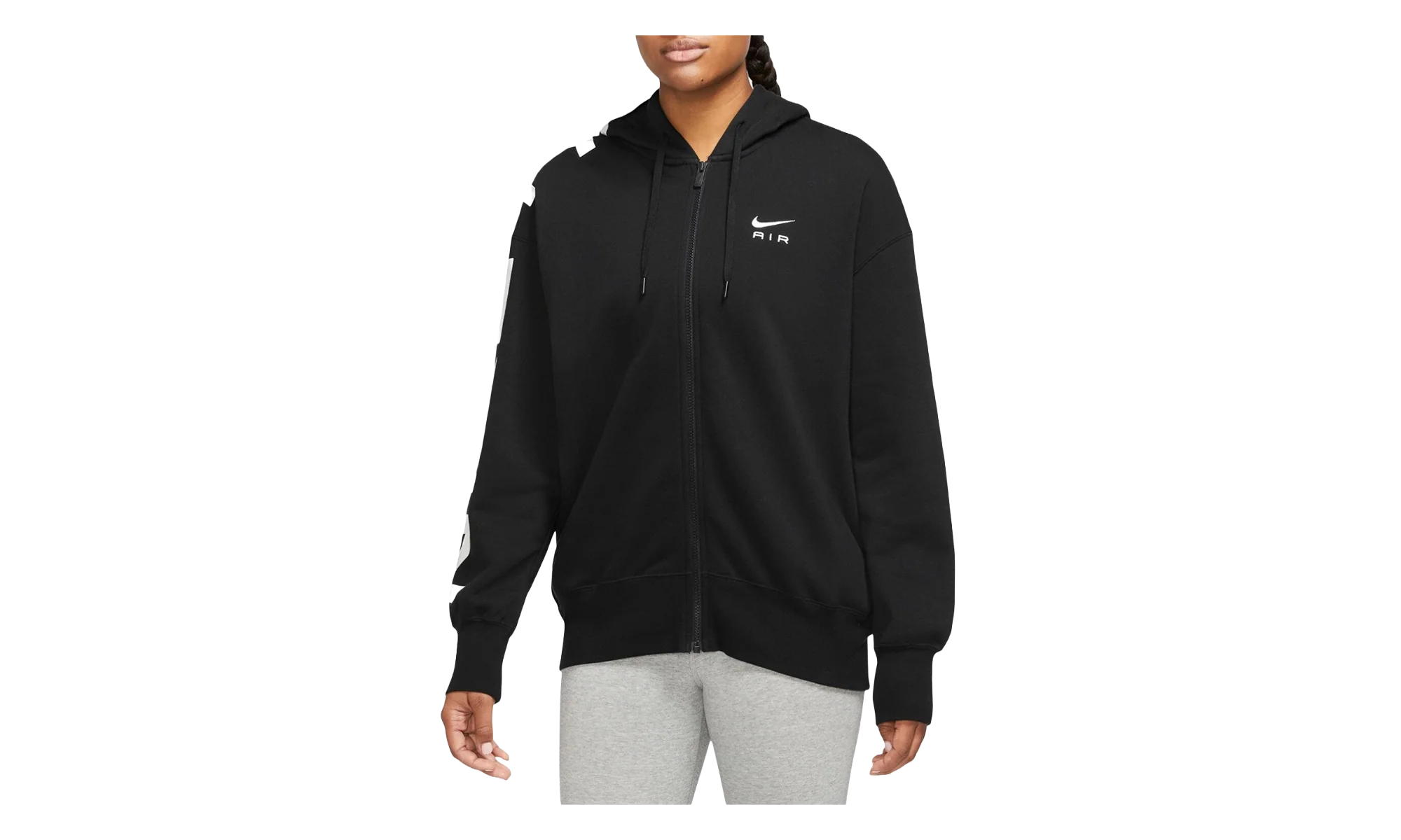 Sportswear Air Fleece Oversized Full-Zip Hoodie WMNS "Black / White" FB8047 010