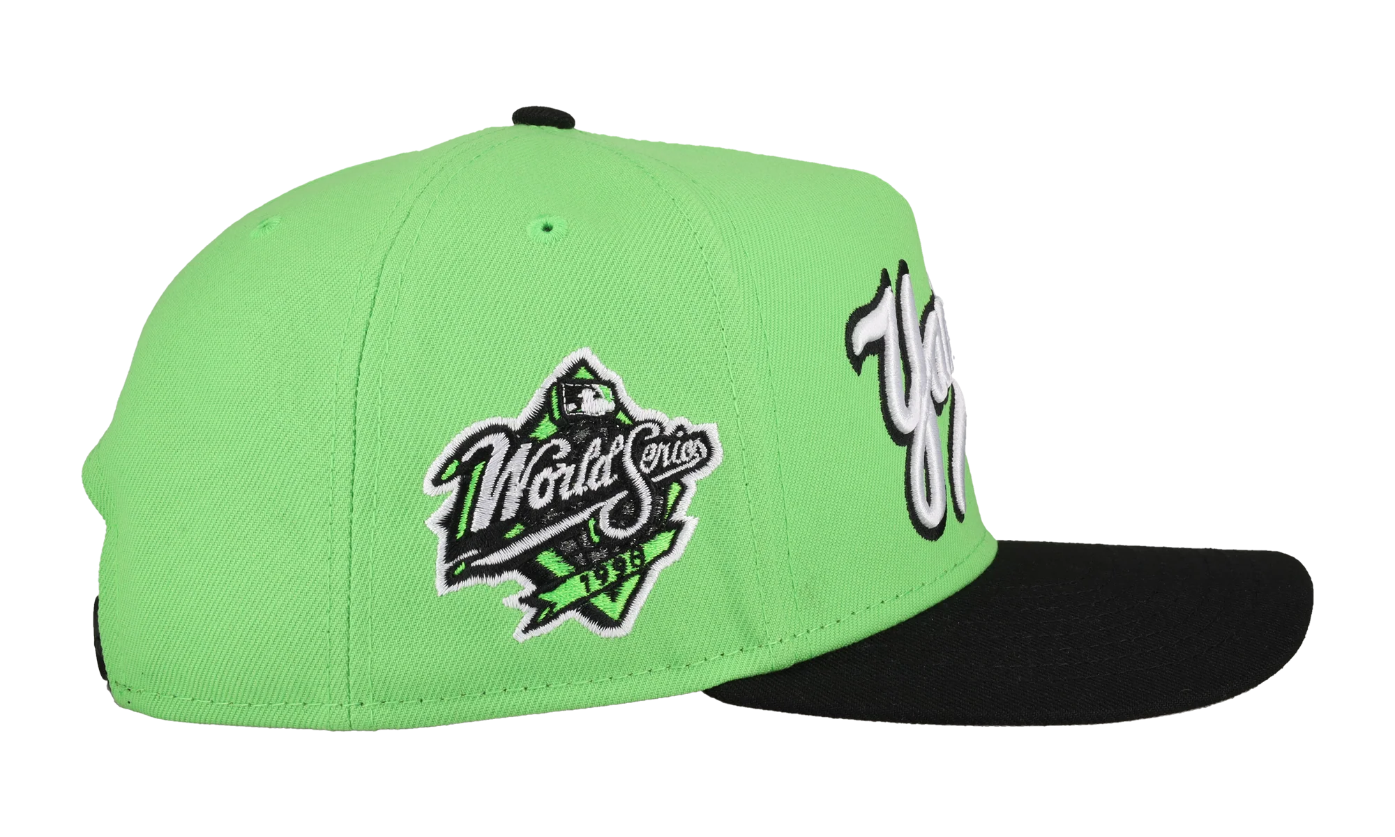 9FIFTY New York Yankees 1998 World Series Script A Frame Snapback Hat "Lime Green" NE242