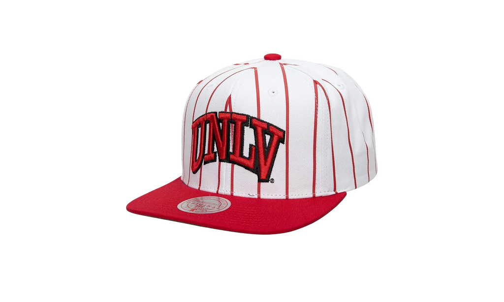 NCAA Retro Pinstripe Snapback Cap "UNLV Rebels - White" HHSS3473 LVEYYPPPWHIT