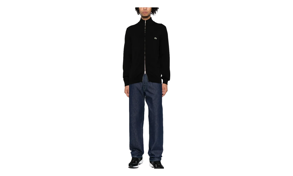 Zip-Up High-Neck Cotton Sweater "Black" AH1957 031