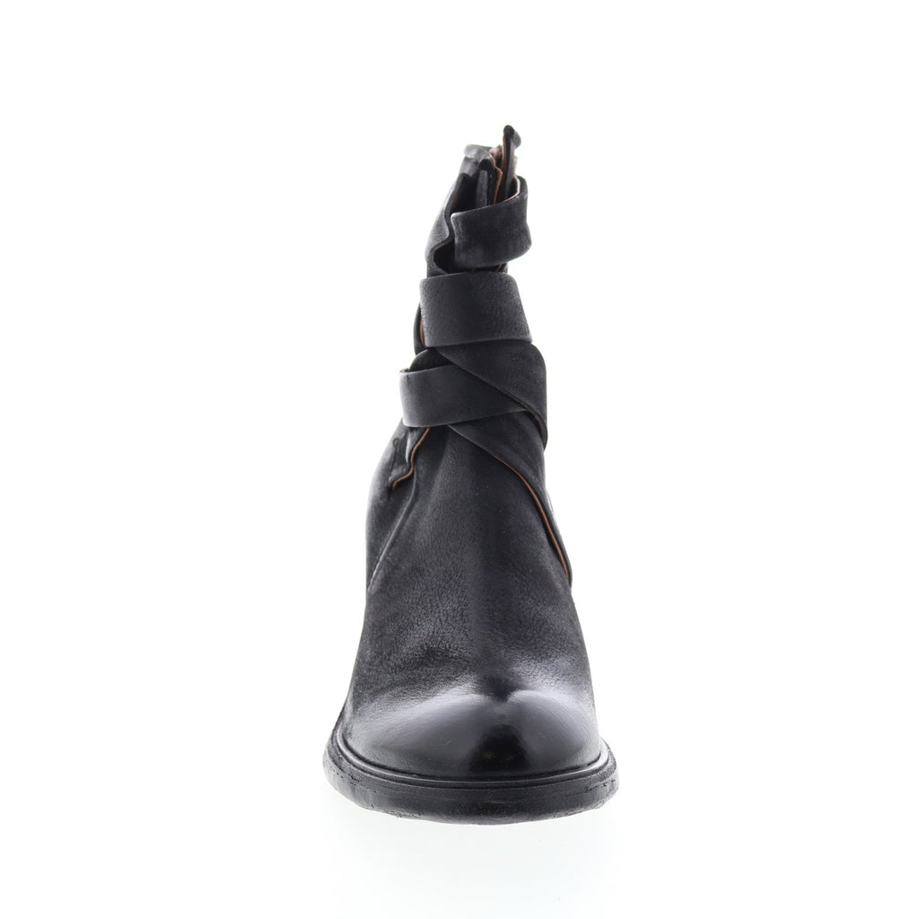 Jacob A24211-301 Womens Black Leather Zipper Mid Calf Boots