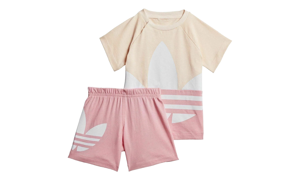 Large Trefoil Short Tee Set GS "Pink Tint / Light Pink / White" GD2651