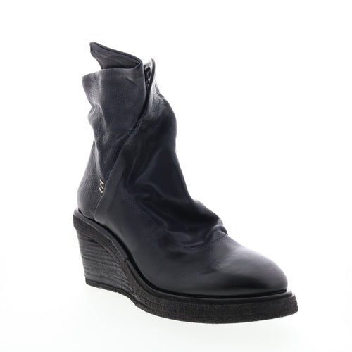 Tremont A30205-201 Womens Blue Leather Zipper Casual Dress Boots