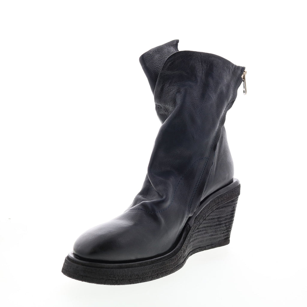Tremont A30205-201 Womens Blue Leather Zipper Casual Dress Boots