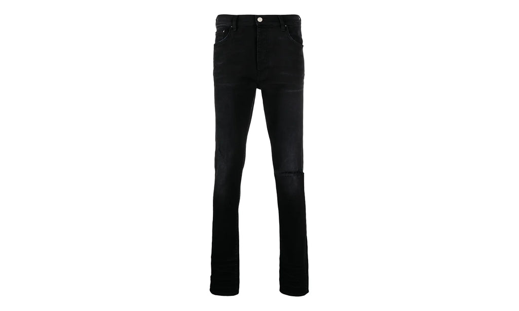 Slit Knee Cotton Denim Jeans "Antique Black" MDS003 003