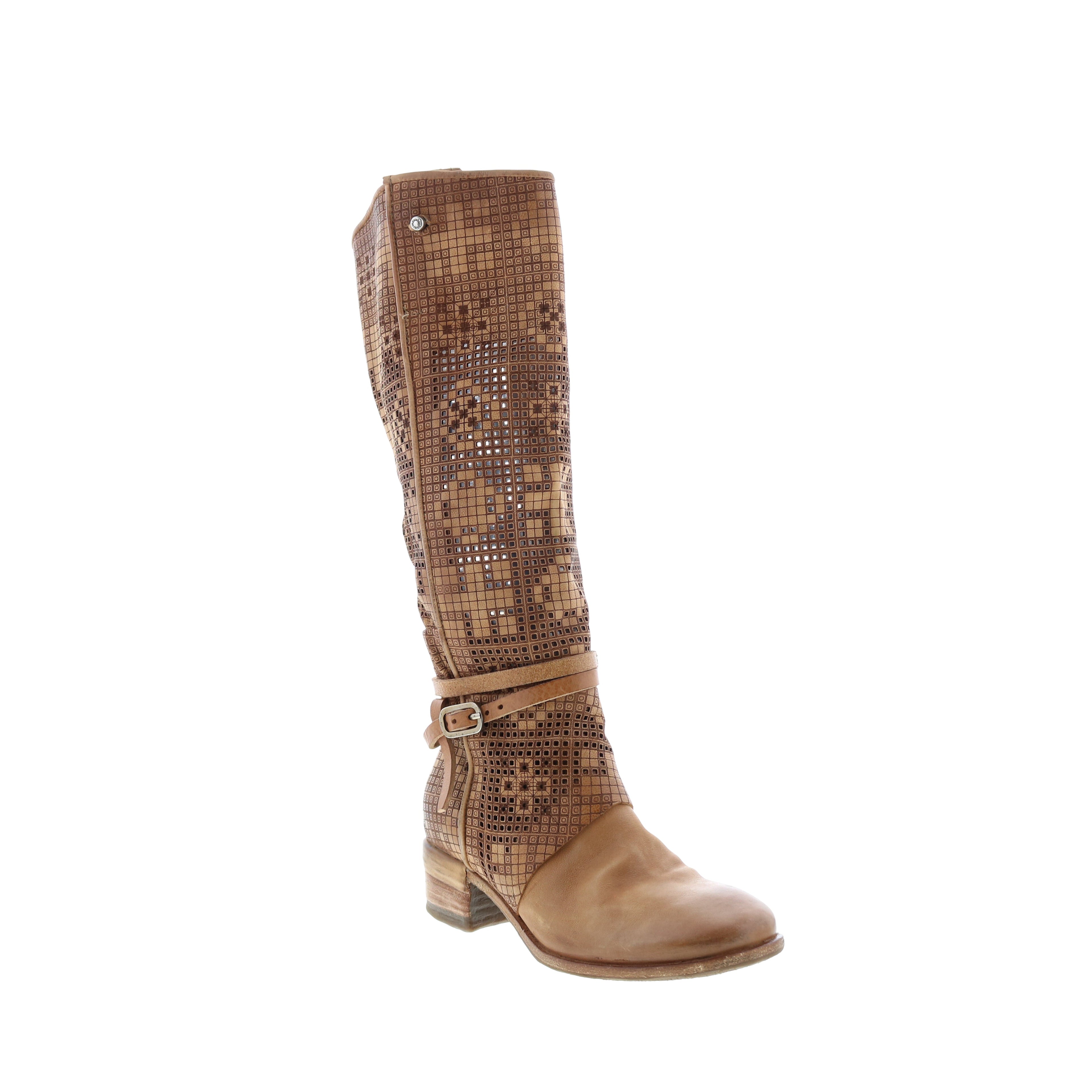Gene A40313-101 Womens Brown Leather Hook & Loop Knee High Boots
