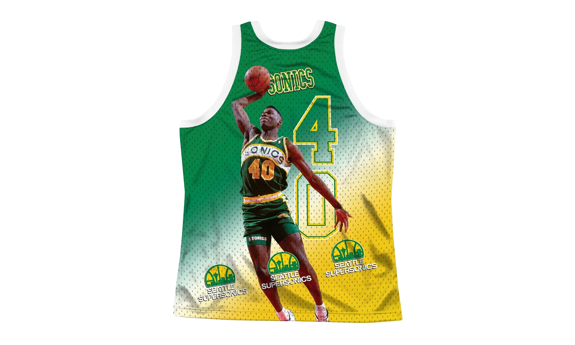 NBA Behind The Back Jersey "Seattle Supersonics Shawn Kemp" MSTKMI19002 SSUWHITSKE