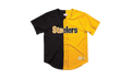 NFL Split Color Mesh Button Front Shirt "Pittsburgh Steelers- Black" FA88Y3 PST K HFH