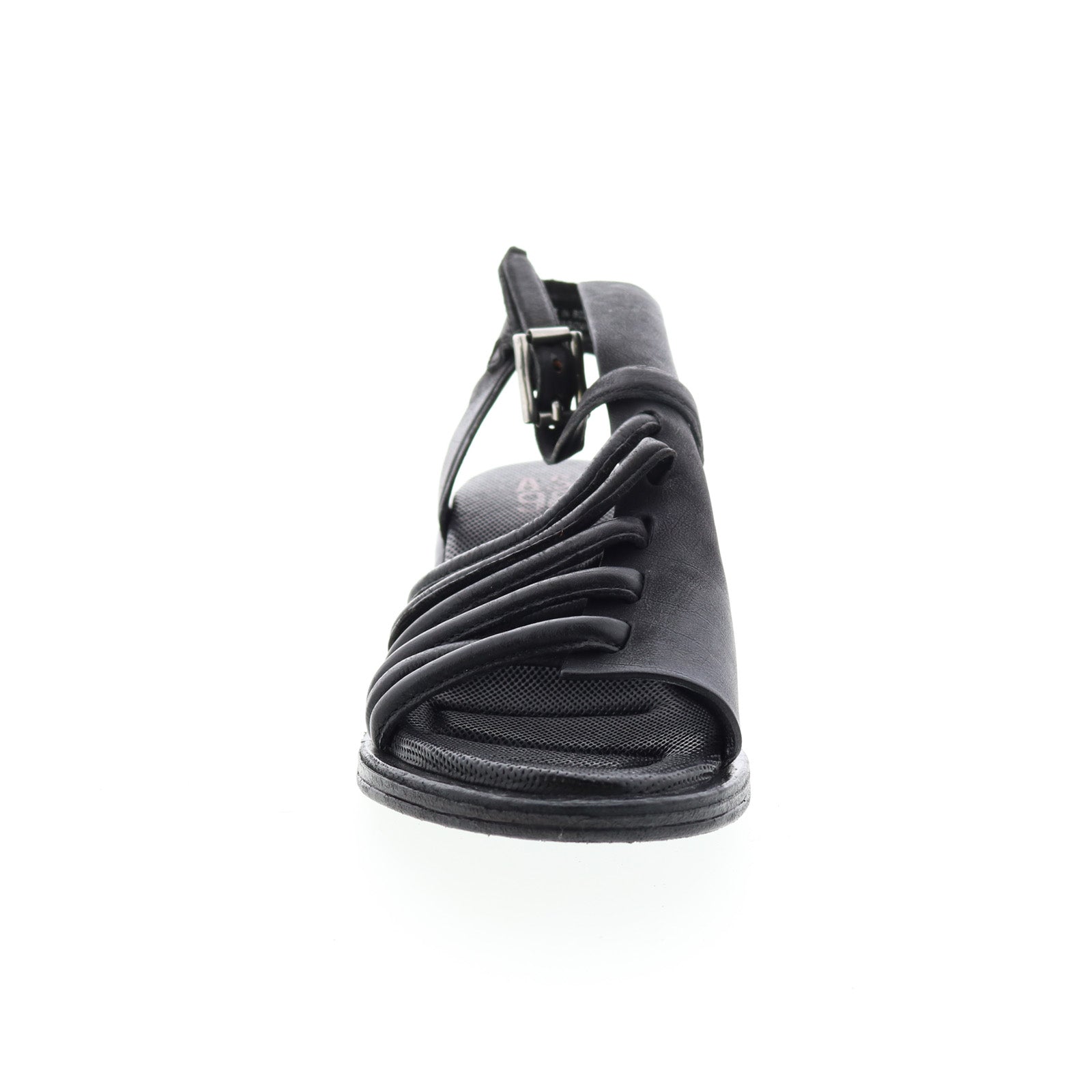 Simmy A70002-101 Womens Black Leather Hook & Loop Strap Heels Shoes