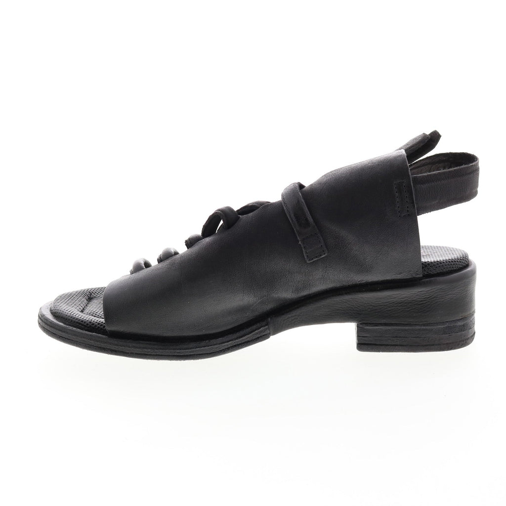 Simmy A70002-101 Womens Black Leather Hook & Loop Strap Heels Shoes