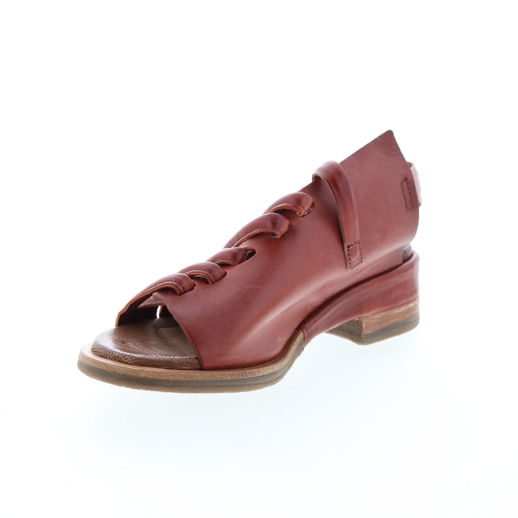 Simmy A70002-201 Womens Brown Leather Hook & Loop Strap Heels Shoes