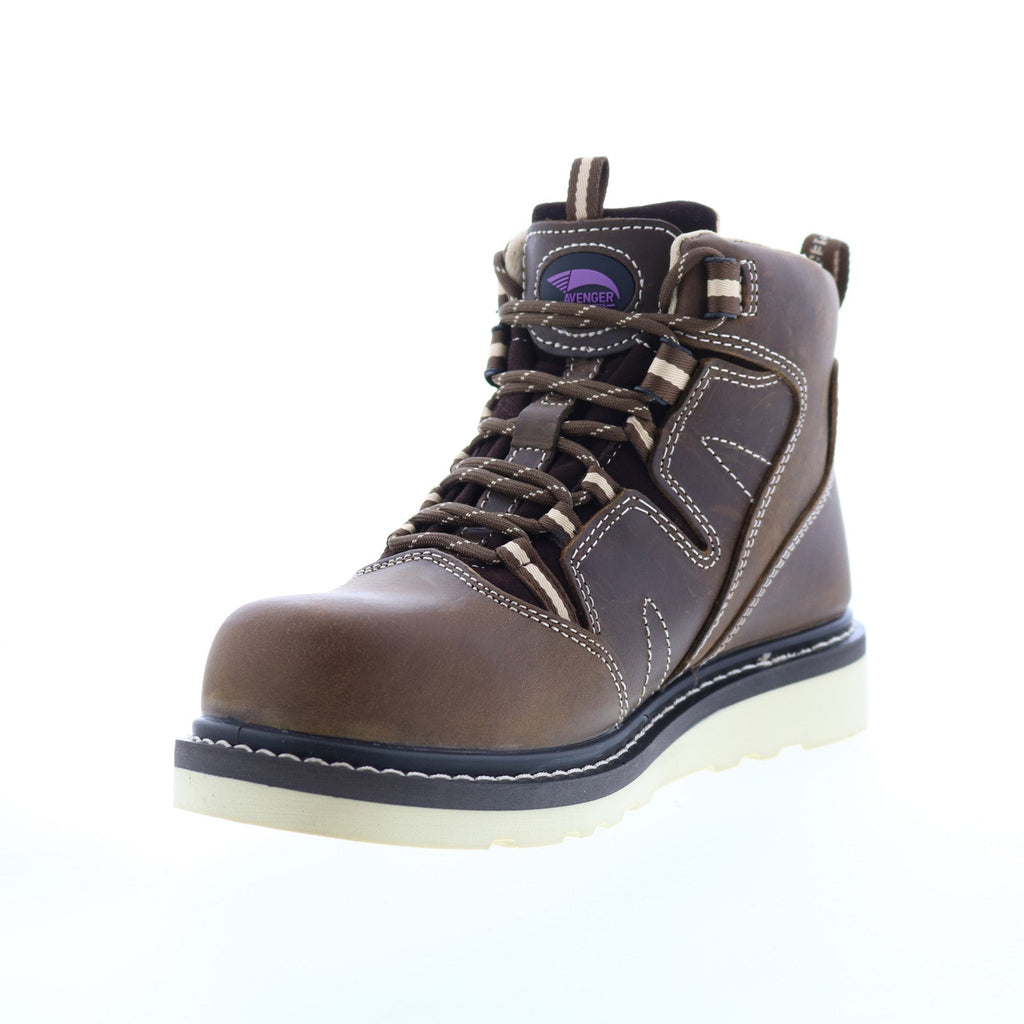 Avenger Wedge Carbon Toe Electric Hazard Waterproof 6" Womens Brown Work Boots