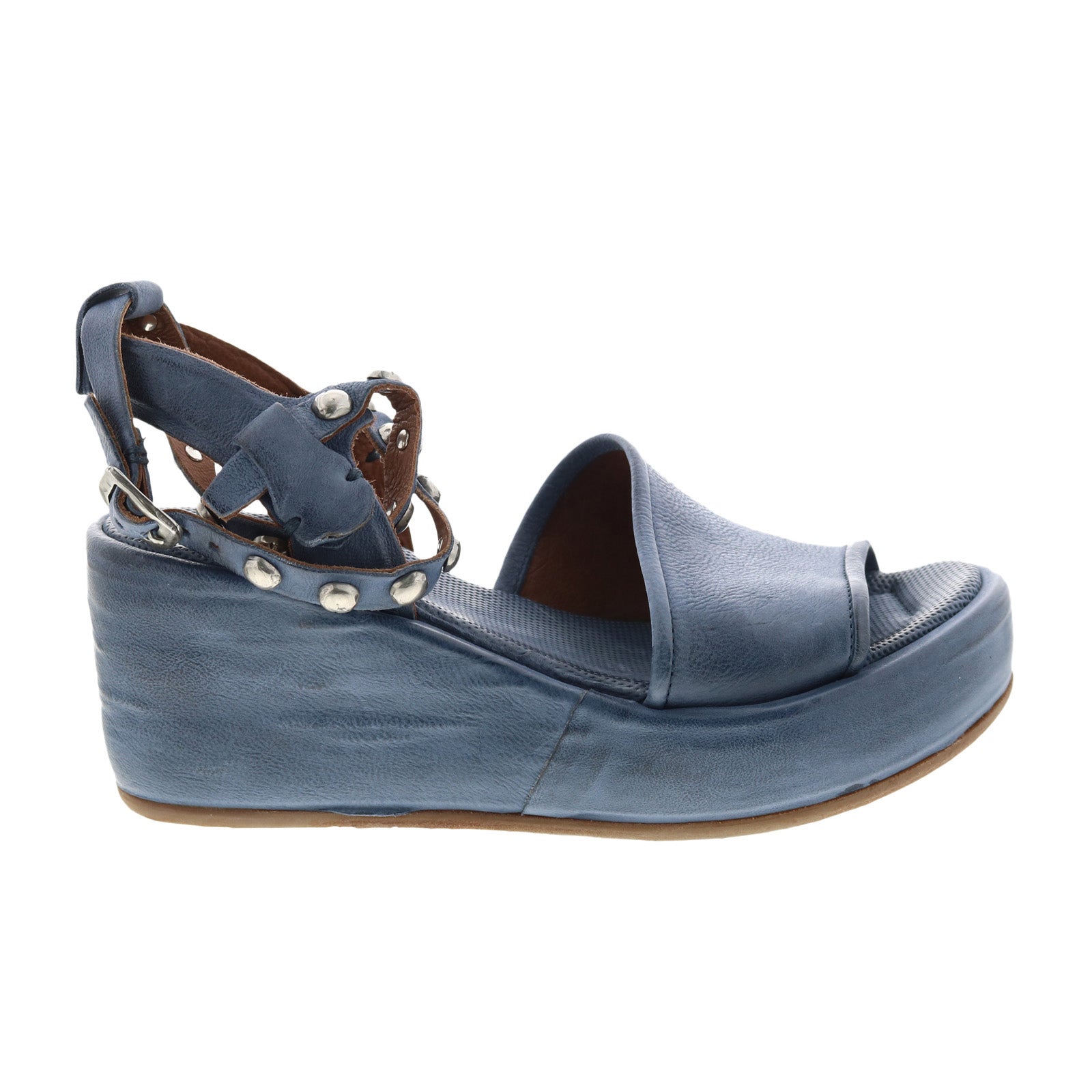 Arttie A76002-201 Womens Blue Leather Wedges Sandals Shoes