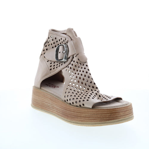 Prentice A78003-101 Womens Beige Leather Sandals Wedges Shoes