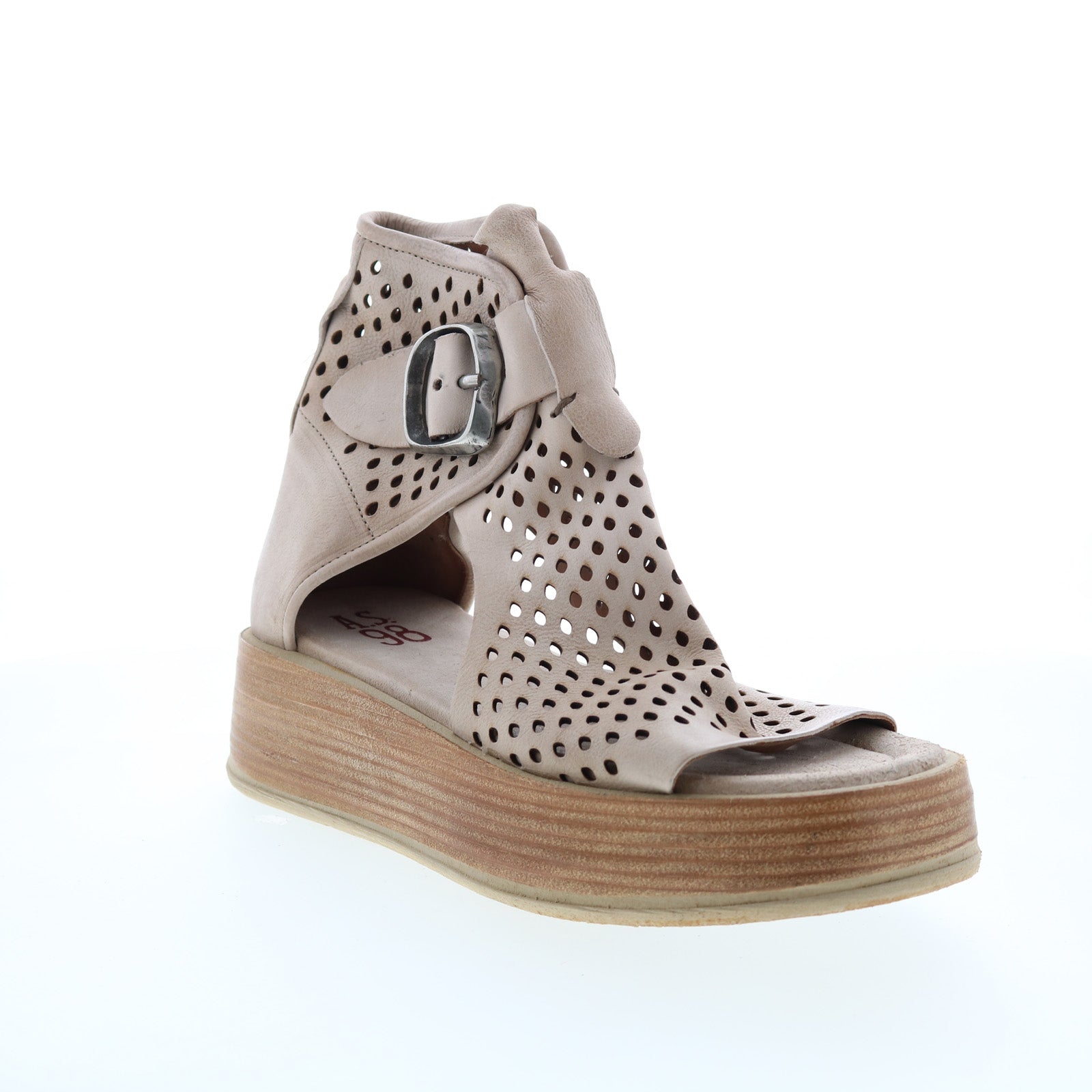 Prentice A78003-101 Womens Beige Leather Sandals Wedges Shoes
