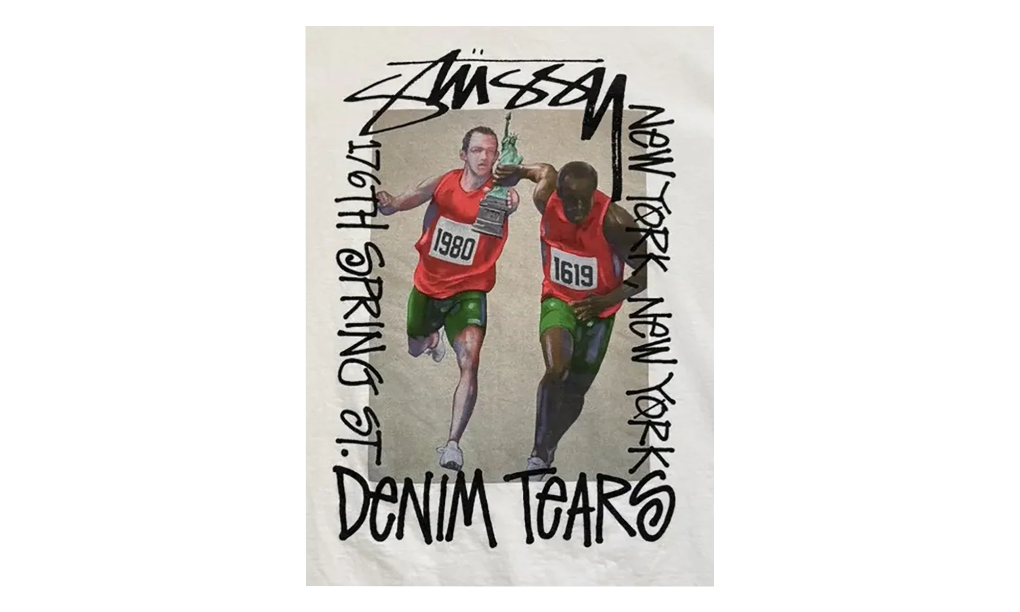 Stussy Pass The Baton Short Sleeve Tee Shirt "White" DT333