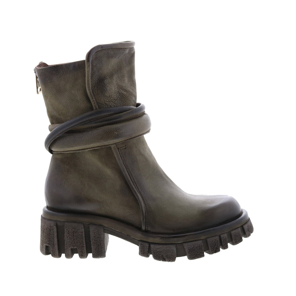 Hersh A82206-301 Womens Green Leather Zipper Casual Dress Boots