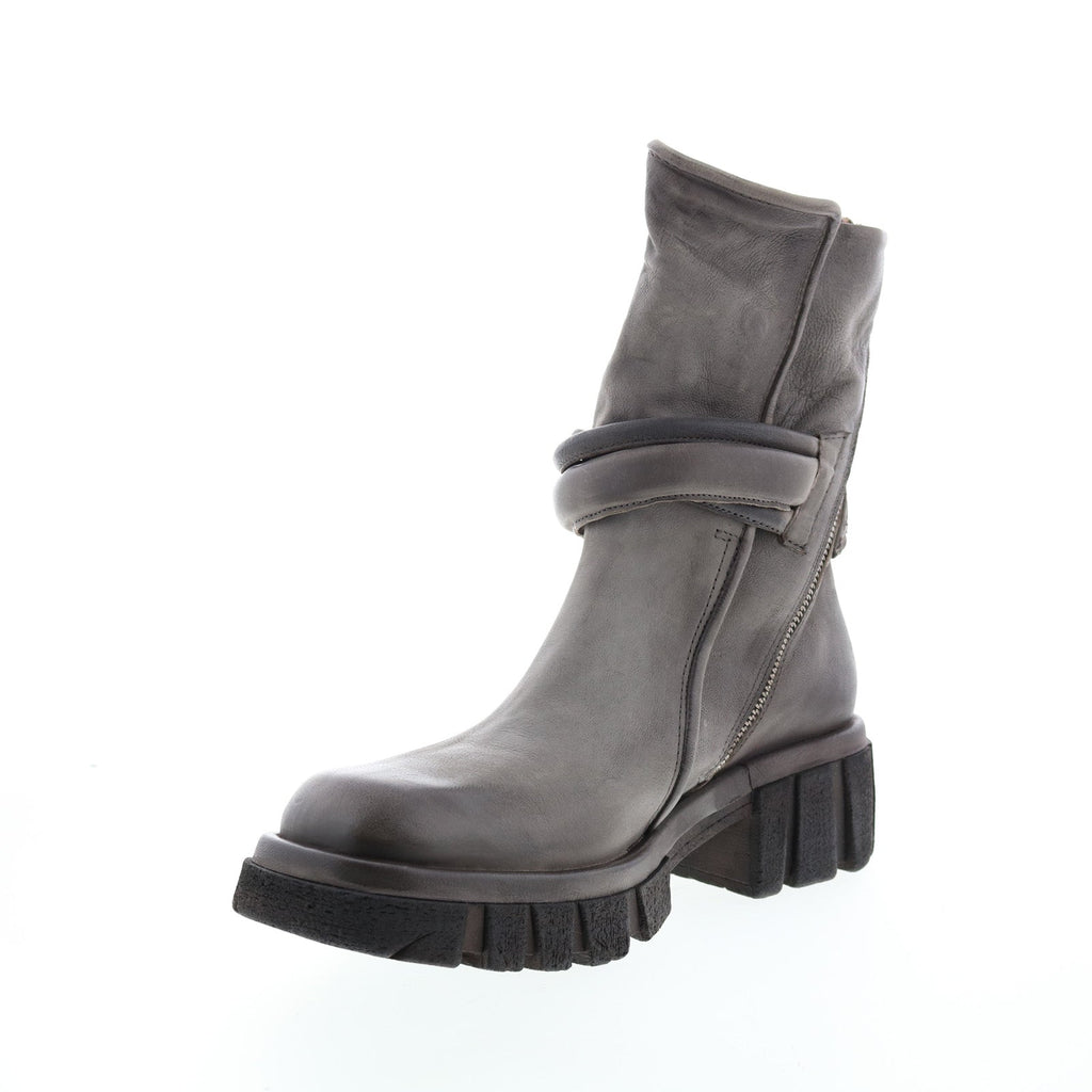 Hersh A82206-301 Womens Gray Leather Zipper Casual Dress Boots
