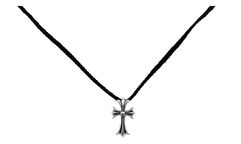 Cross Leather Braids Necklace "Silver" CHRM0909