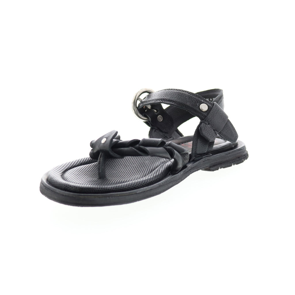 Tarron A84001-101 Womens Black Leather Strap Sandals Shoes