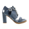Bray A85005-101 Womens Blue Leather Hook & Loop Block Heels Shoes