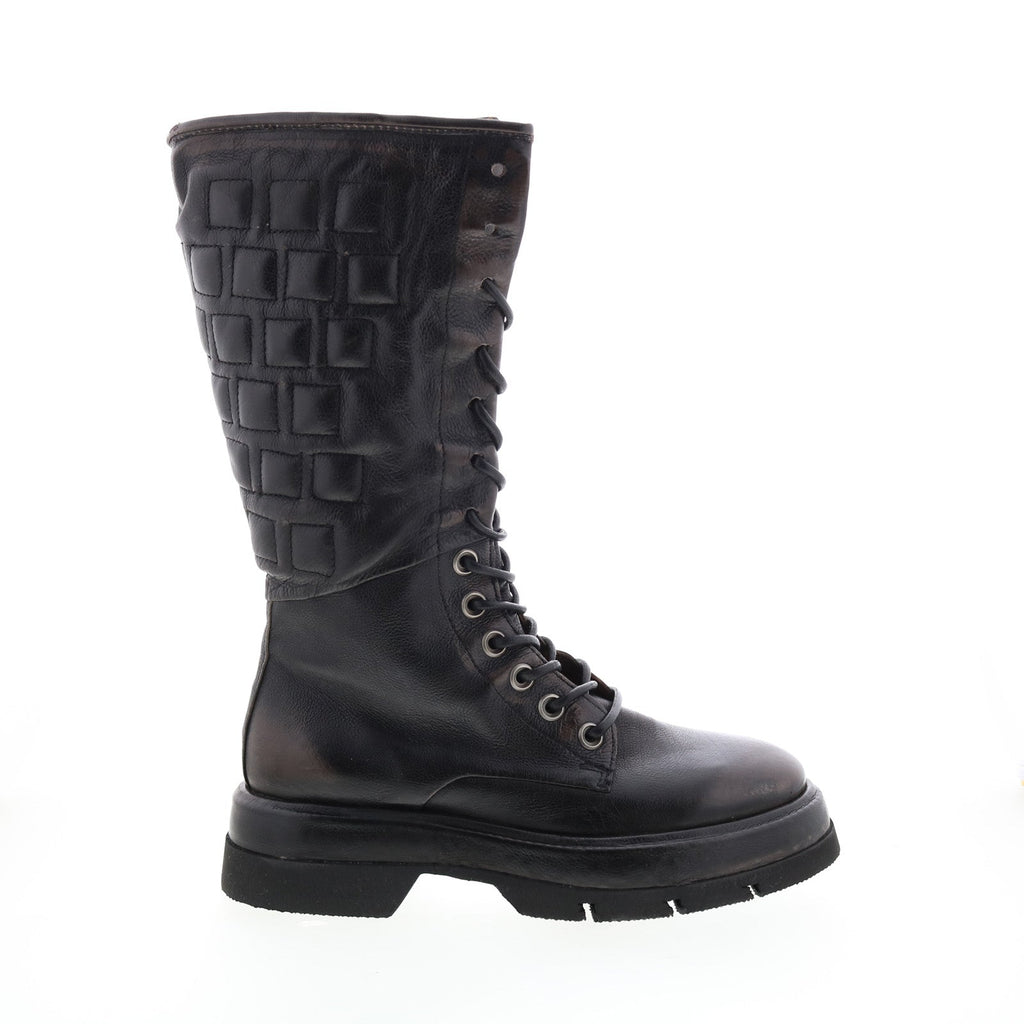 Vernell A90301-101 Womens Brown Leather Lace Up Mid Calf Boots