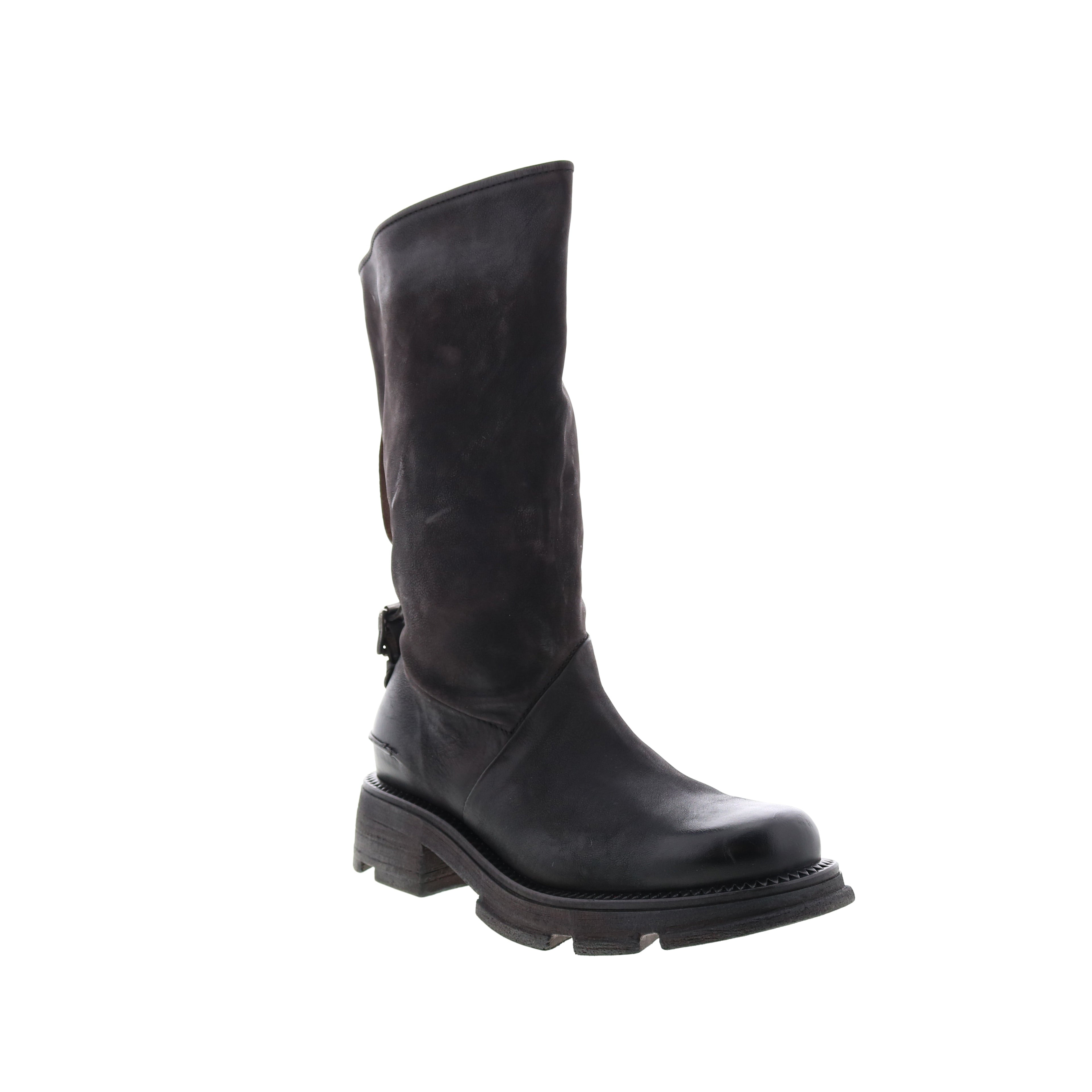 Lexington A94307-201 Womens Black Leather Zipper Mid Calf Boots