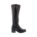 Lynton A95305-201 Womens Black Leather Zipper Knee High Boots