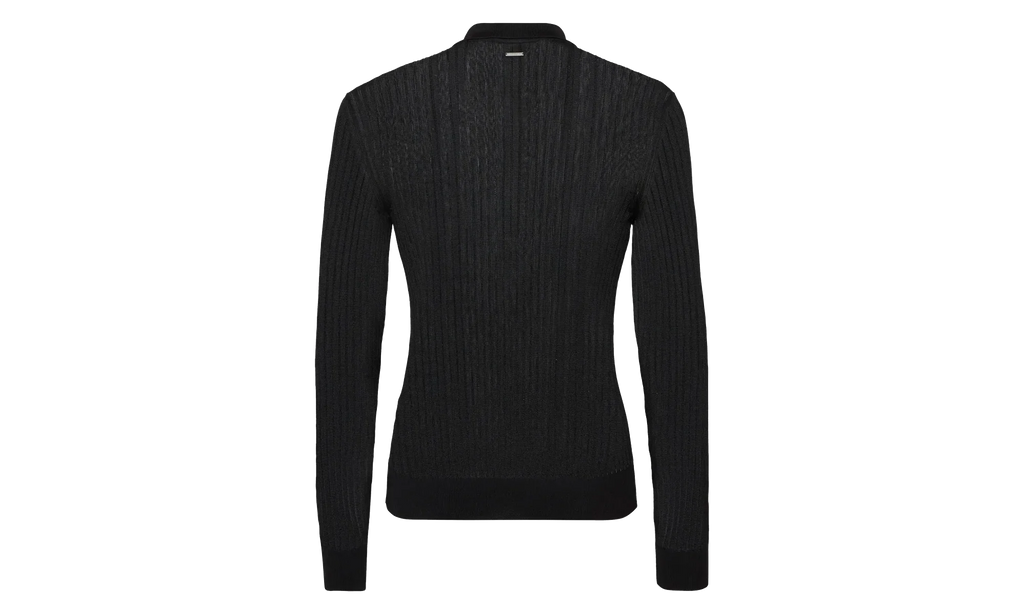 Sequin Stripe Knit Polo "Black" S74HA1531D13097900