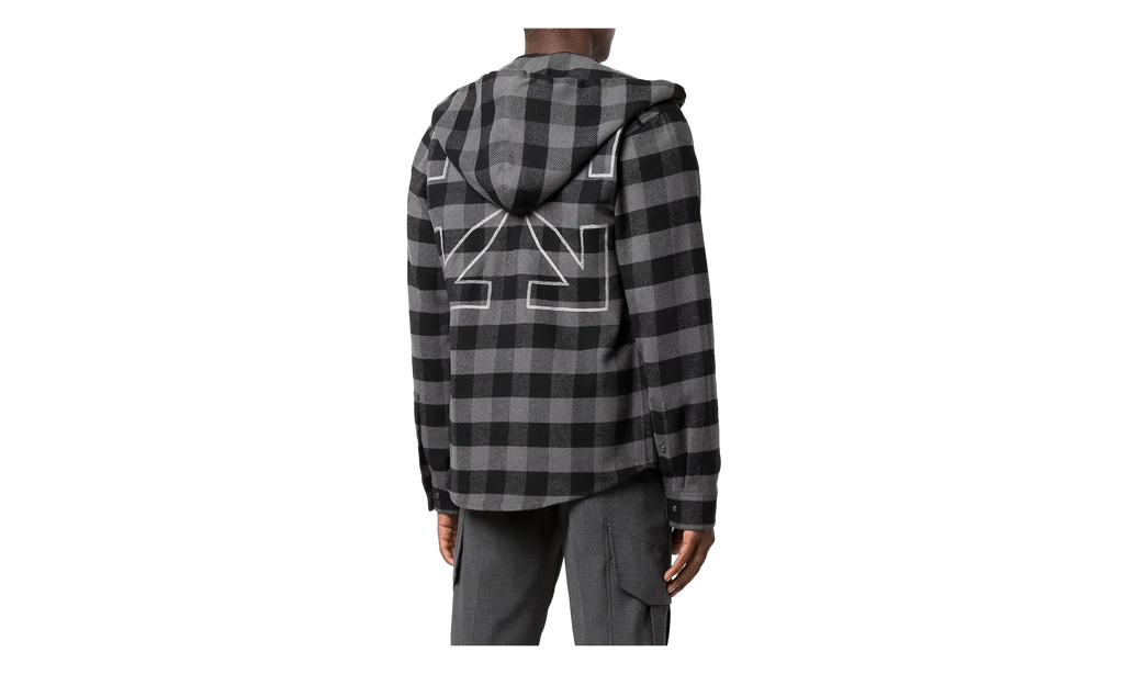 Arrow Hoodie Flannel Shirt "Black / White" OMGA125F21FAB0010501