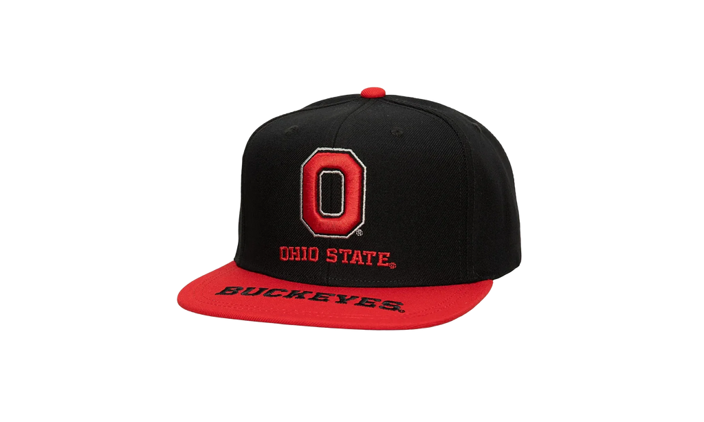 NCAA Logo Bill Snapback Cap "Ohio State Buckeyes - Black / Red" HHSS4533 OSTYYPPPBKRD