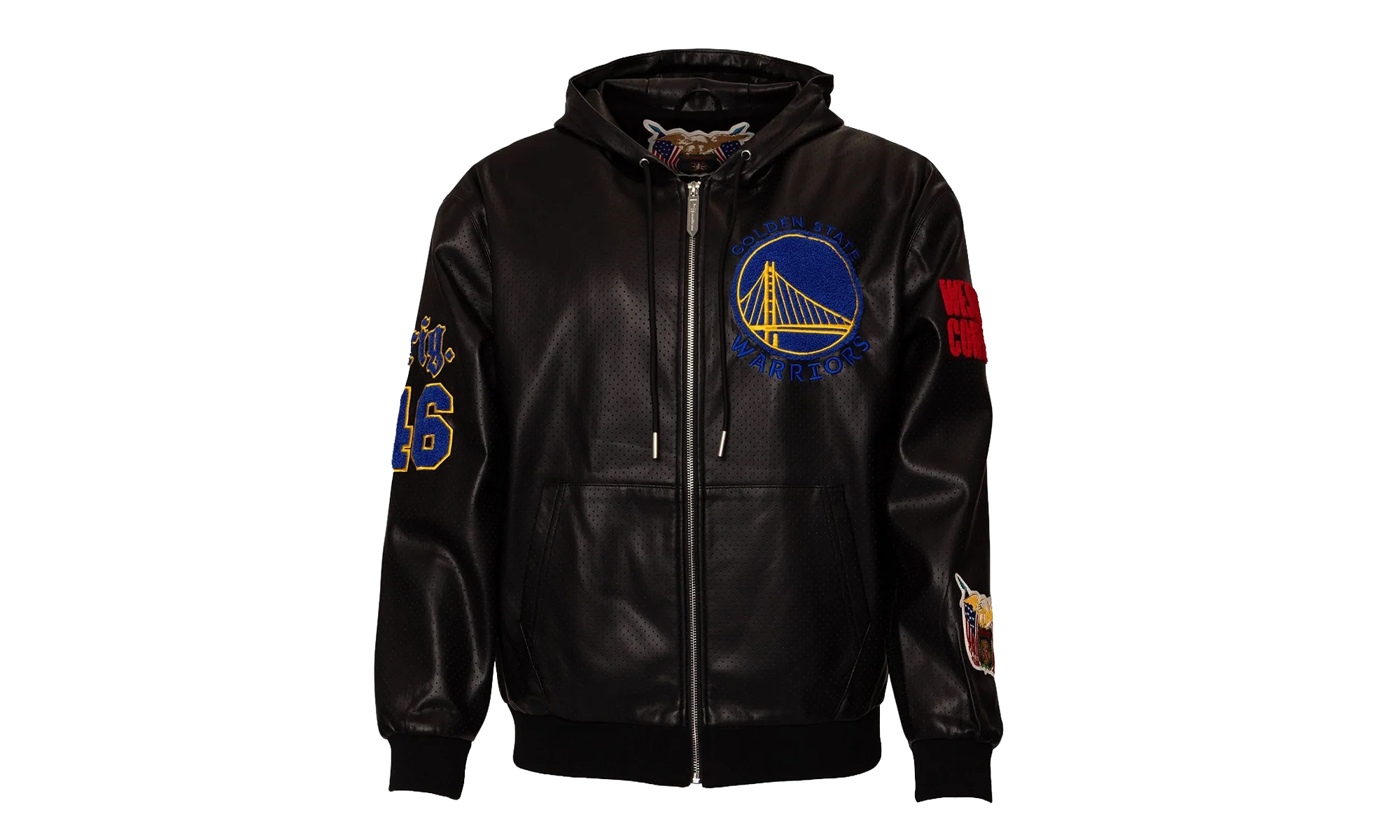 Lightweight Vegan Zip-Up Hooded Jacket "Golden State Warriors 1946" NBA 147BLKDE WAR