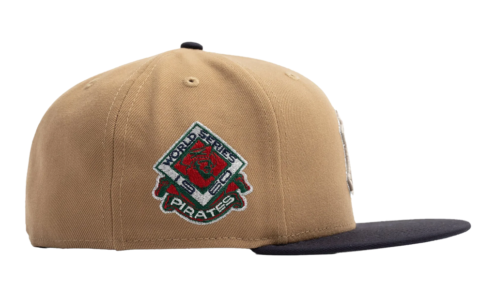 59FIFTY New York Yankees 1960 World Series Pittsburgh Pirates Patch Fitted Hat "Khaki / Brown" NE489