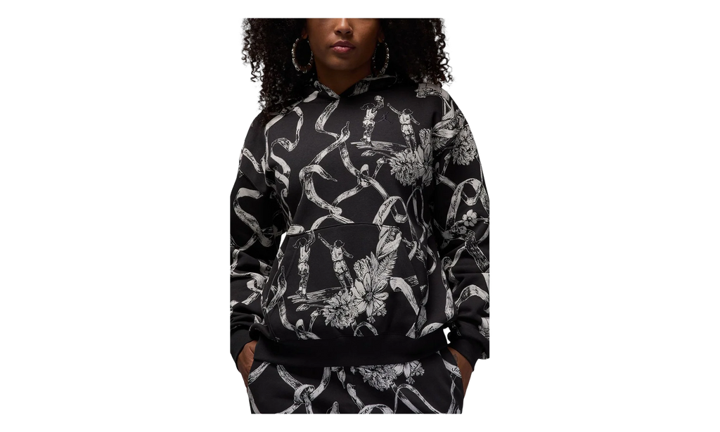 AIR JORDAN BROOKLYN FLEECE PRINTED PULLOVER WMNS "Black / Off Noir" HF0440 045