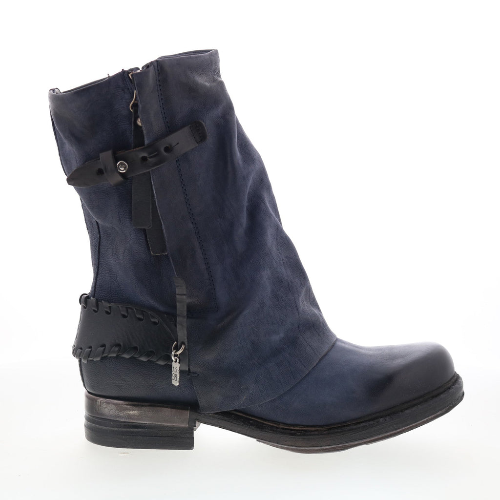Archibald Womens Blue Leather Zipper Casual Dress Boots
