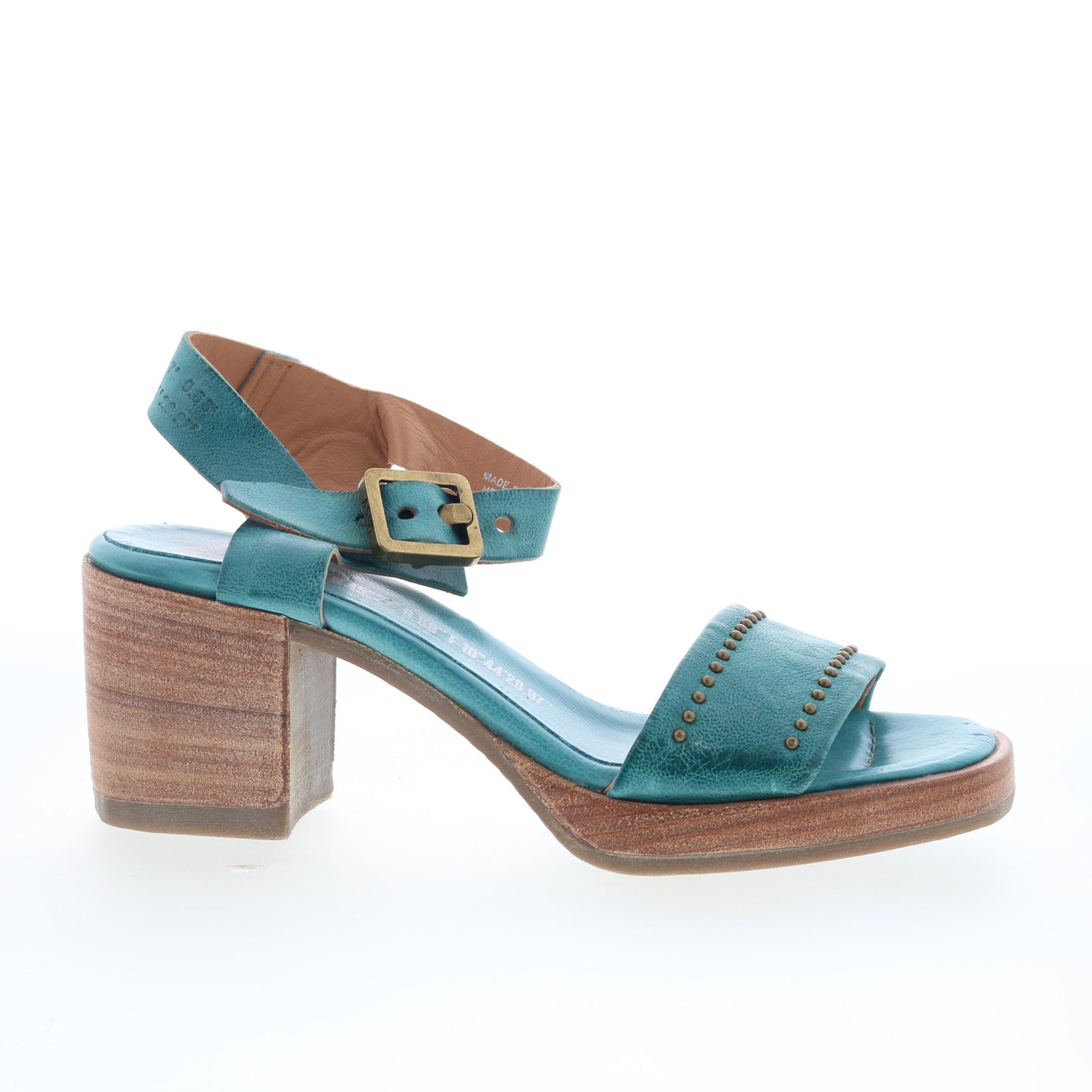 Arvin Womens Green Leather Hook & Loop Heeled Sandals Shoes
