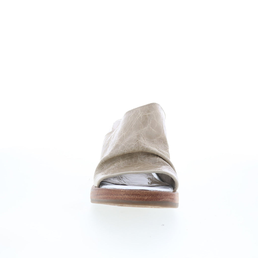 Audien Womens Beige Leather Slip On Heeled Sandals Shoes