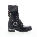 Austin Womens Black Leather Lace Up Casual Dress Boots