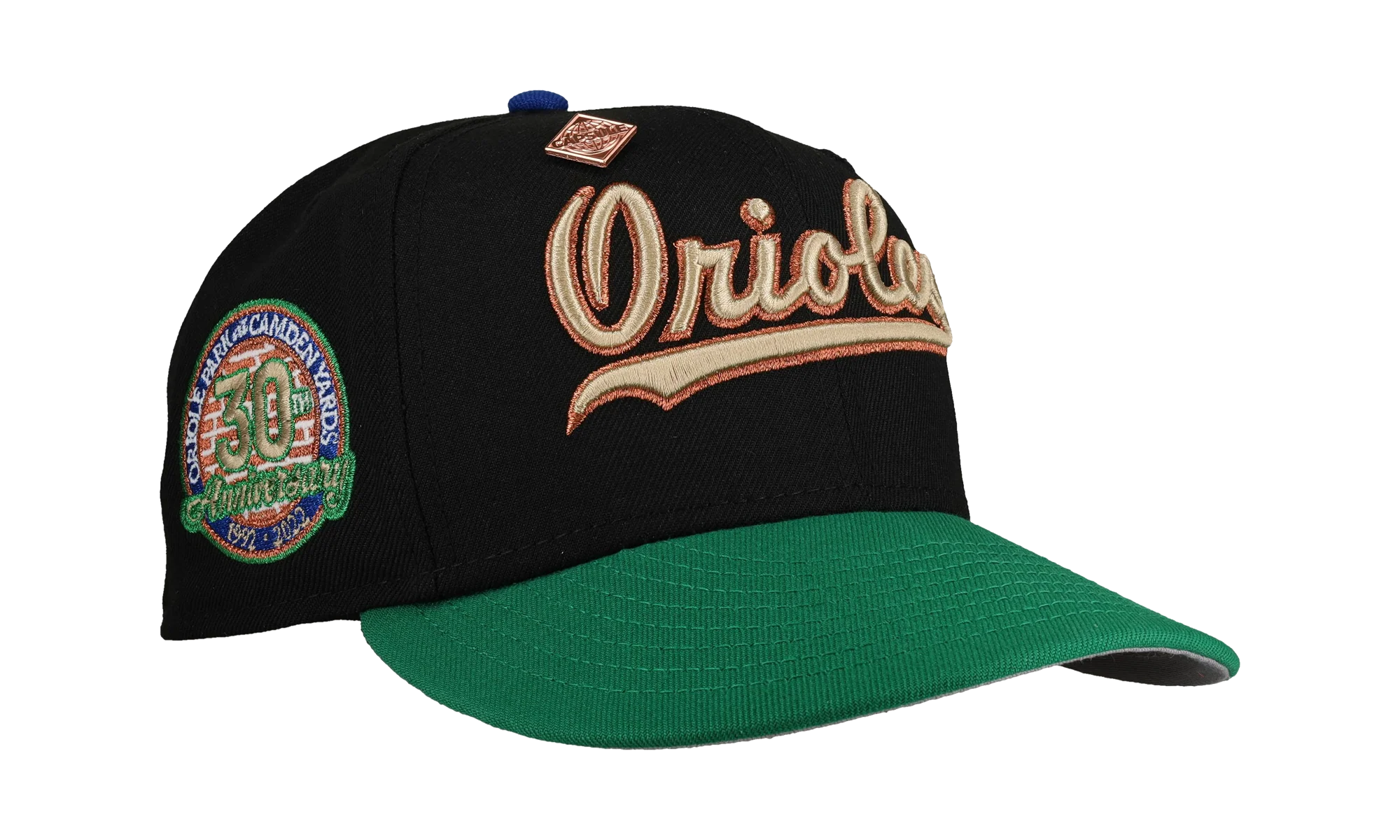 59FIFTY Baltimore Orioles 30th Anniversary Fitted Hat "Black / Green Metallic Script" NE430