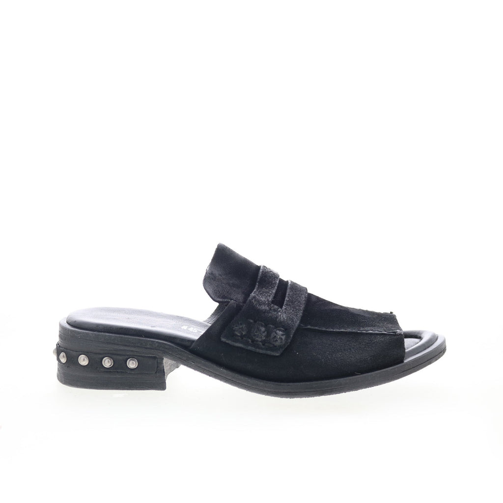 Gino B18003-201-6002 Womens Black Leather Mule Flats Shoes