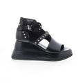 Raza B27006-201-6002 Womens Black Leather Heeled Sandals Shoes