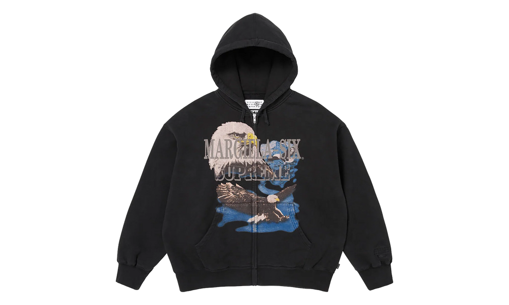 MM6 Maison Margiela Eagle Zip Up Hooded Sweatshirt "SS26 - Black" SU27173