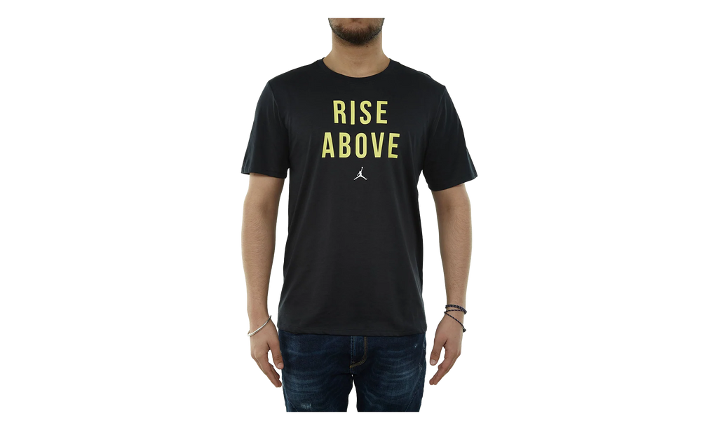 Jordan Jumpman Rise Above Mens T-Shirt "Black / Volt Yellow" 882100 011