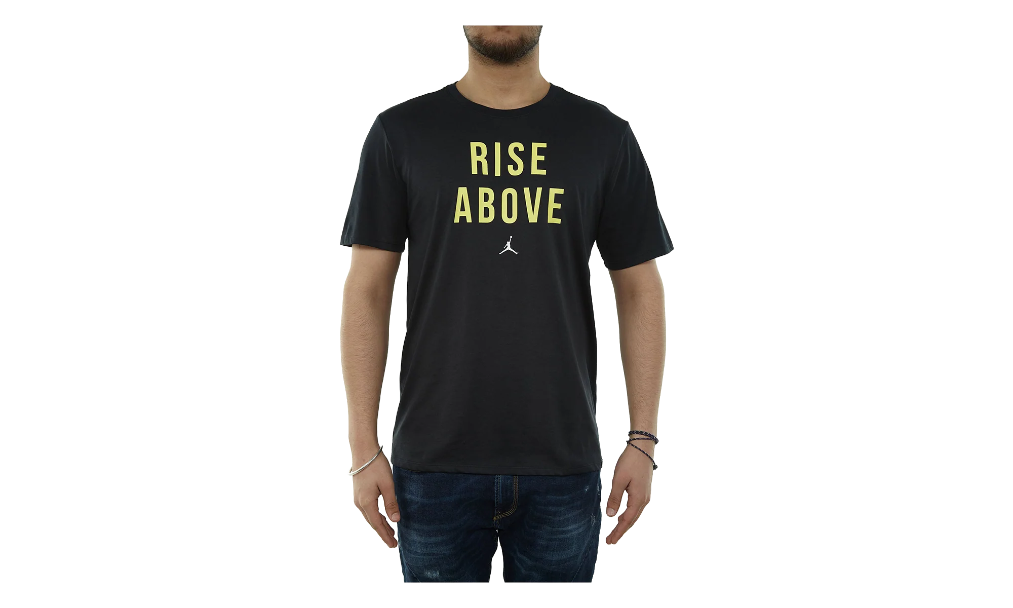 Jordan Jumpman Rise Above Mens T-Shirt "Black / Volt Yellow" 882100 011